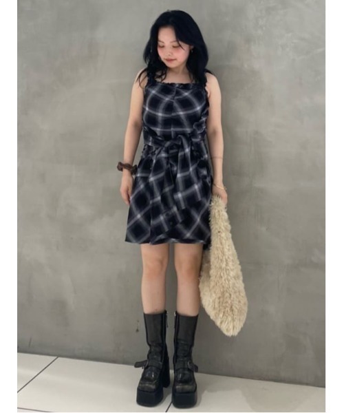 SLY ワンピース 「2025AW」CHECK FRILL S/OP チェック フリル