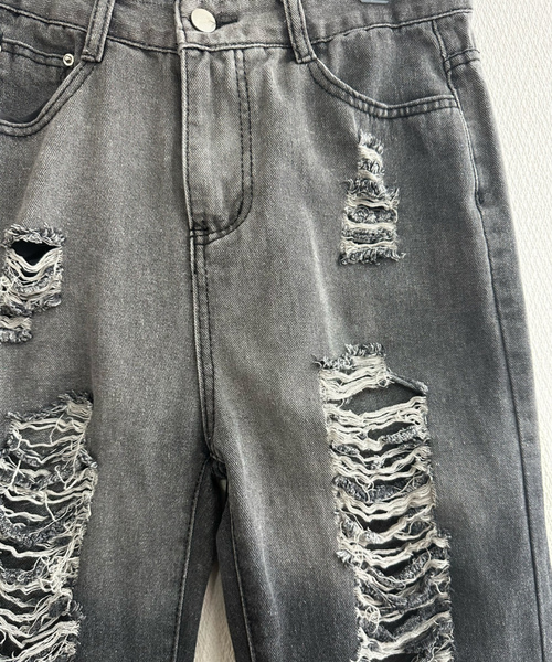 [DIAVEL] повреждение обработка Denim брюки M темно-серый женский 
