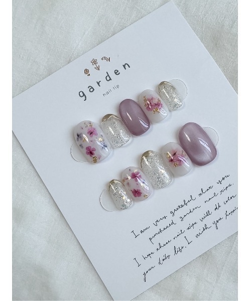 TONE（トネ） ネイルチップ ネイルシール 「garden」押し花ネイル pink