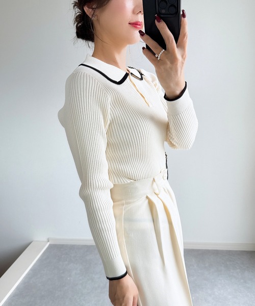 【美品・定価2.9万】ESTNATION ニットポロ L オフホワイト 美品・定価2.9万】ESTNATION ニットポロ L オフホワイト 美品・定価2.9