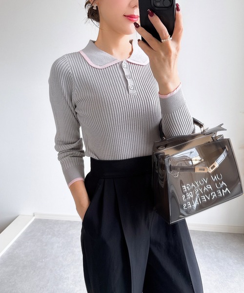 新品未使用☆エトレ☆限定☆ニットポロ &. NOSTALGIA（ノスタルジア） ニット セーター 「ZOZO限定」配色