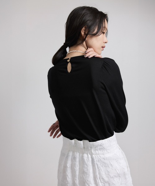 ROPE'（ロペ） ニット セーター 袖ギャザークルーネックニットプル