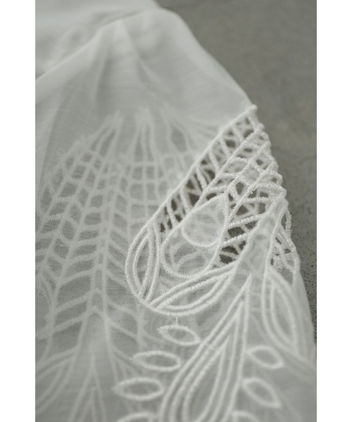 cawaii ブラウス シャツ パール艶めくレース襟のシアーシャツトップス