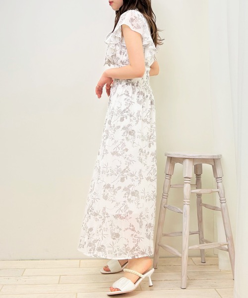 「INGNI」 半袖ワンピース M ホワイト×ネイビー レディース_画像6
