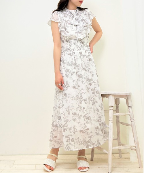 「INGNI」 半袖ワンピース M ホワイト×ネイビー レディース_画像9