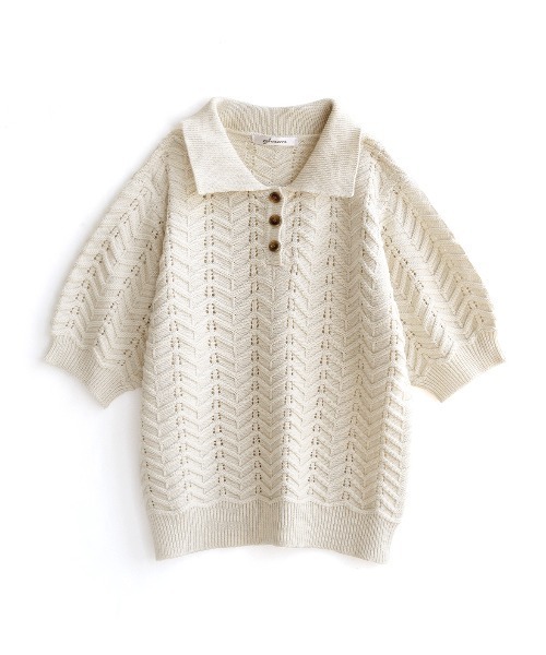 「e-zakkamania stores」 「Gleam」半袖ポロシャツ フリー アイボリー レディース_画像3