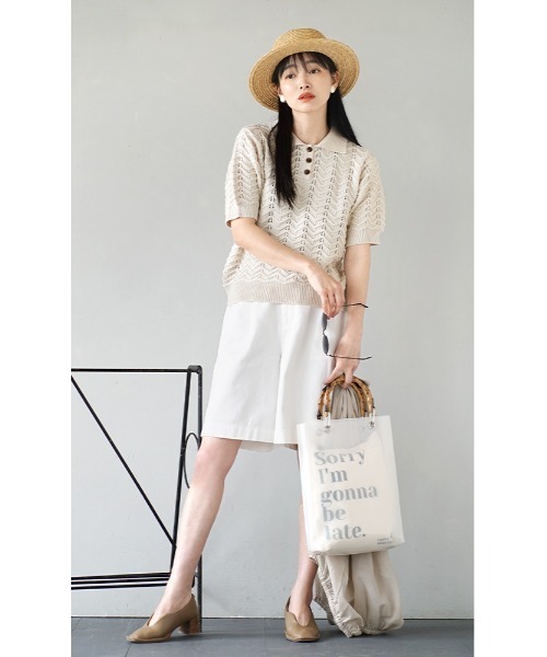 「e-zakkamania stores」 「Gleam」半袖ポロシャツ フリー アイボリー レディース_画像5