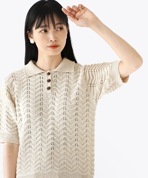 「e-zakkamania stores」 「Gleam」半袖ポロシャツ フリー アイボリー レディース_画像8