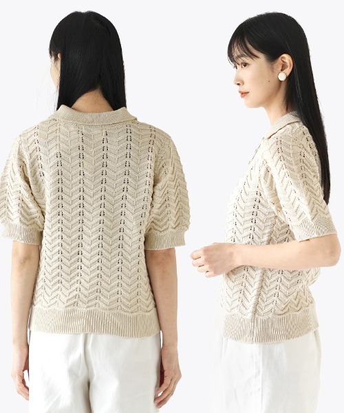 「e-zakkamania stores」 「Gleam」半袖ポロシャツ フリー アイボリー レディース_画像9