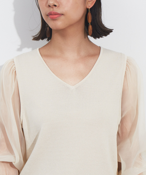 「NOMINE」 7分袖ニット フリー アイボリー レディース_画像5