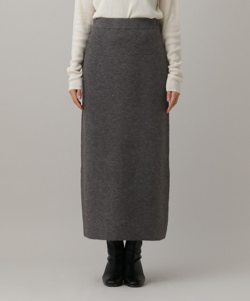 MIU MIU ウール混紡 ダークグレー Aラインスカート Slate Gray Shetland Wool Skirt | Miu Miu - United States