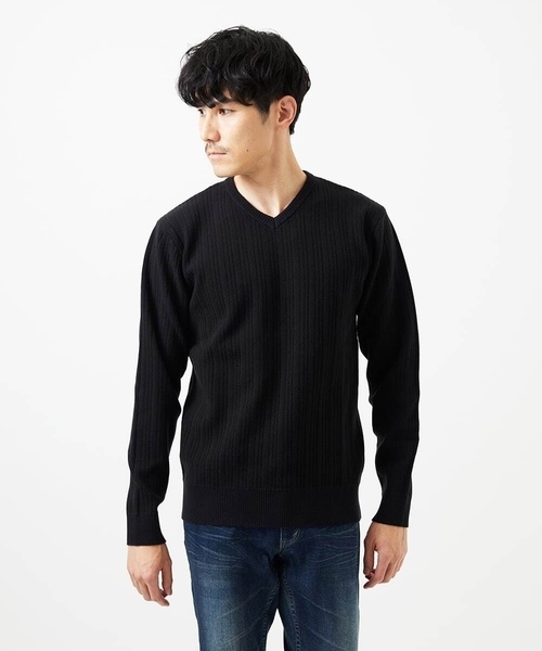 MK MICHEL KLEIN HOMME セーター ニット 「Vネック/洗濯機で洗える