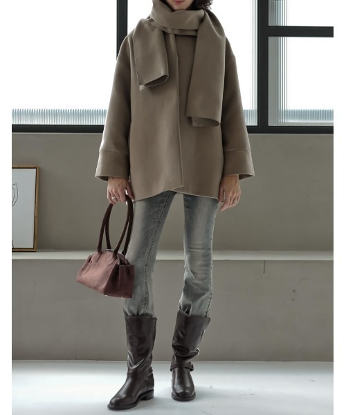 未使用近　ウールポンチョコート　グレー　定価44,000 Re:EDIT（リエディ） ポンチョ 「2025 WINTER COLLECTION」「2点セット