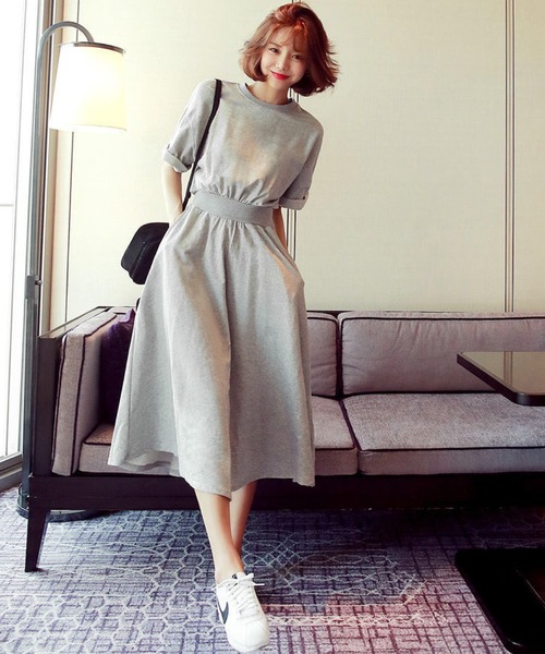 「meJane」 半袖ワンピース FREE グレー レディース_画像8