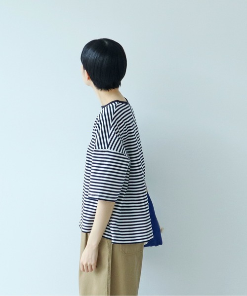 PAR ICI（パーリッシィ） tシャツ ボーダー配色バインダー 5分袖BIG T