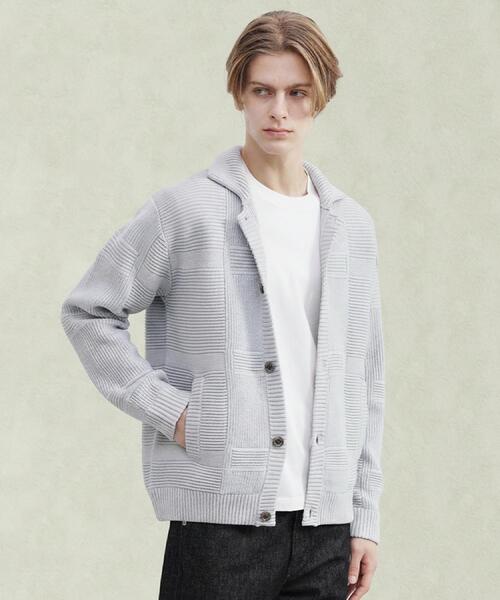 TAKEO KIKUCHI（タケオキクチ） カーディガン 畦編みチェック ニット