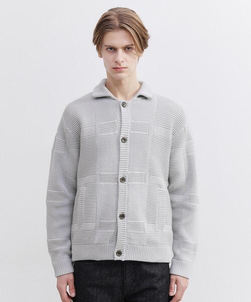 TAKEO KIKUCHI（タケオキクチ） カーディガン 畦編みチェック ニット