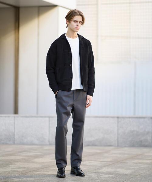 【新品タグ付】タケオキクチ／ジップアップニットカーディガン／手洗い可／04／LL TAKEO KIKUCHI（タケオキクチ） カーディガン 畦編みチェック ニット