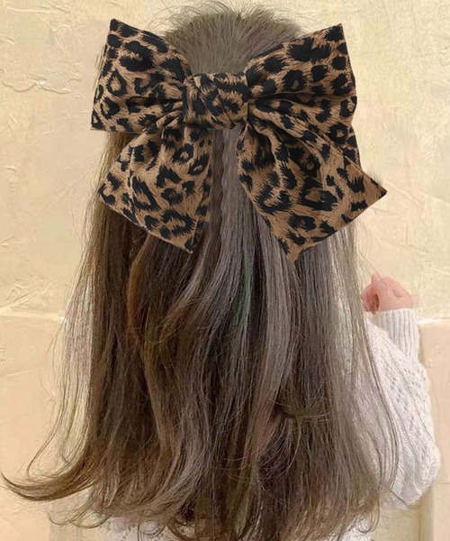 MAISON SELECT ヘアクリップ 12D18-KR レオパードリボン ヘアバレッタ