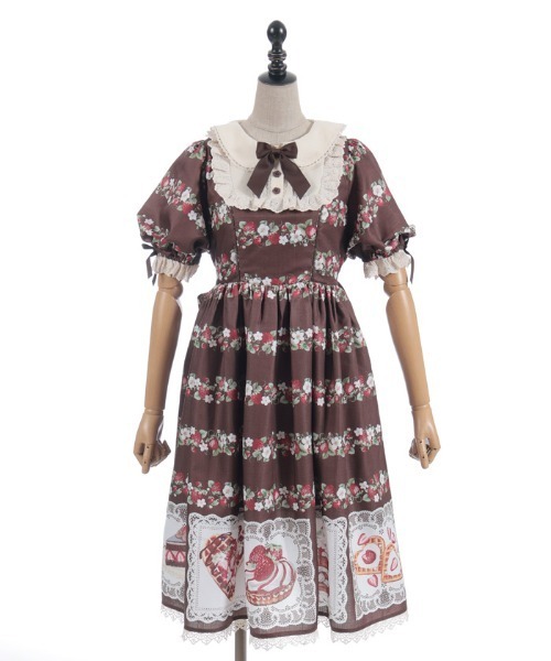 chalmiere シャルミエール　ベイクドベリーワンピース茶 Chalmiere（シャルミエール） ワンピース ベイクドベリーワンピース