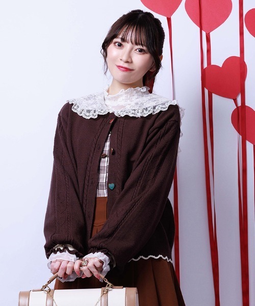 axes femme（アクシーズ ファム） カーディガン ハート釦バイカラー