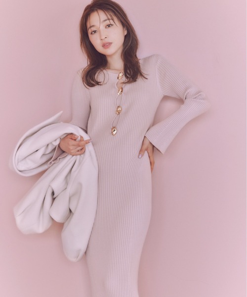 「SNIDEL」 ニットワンピース ONE SIZE ネイビー レディースの画像