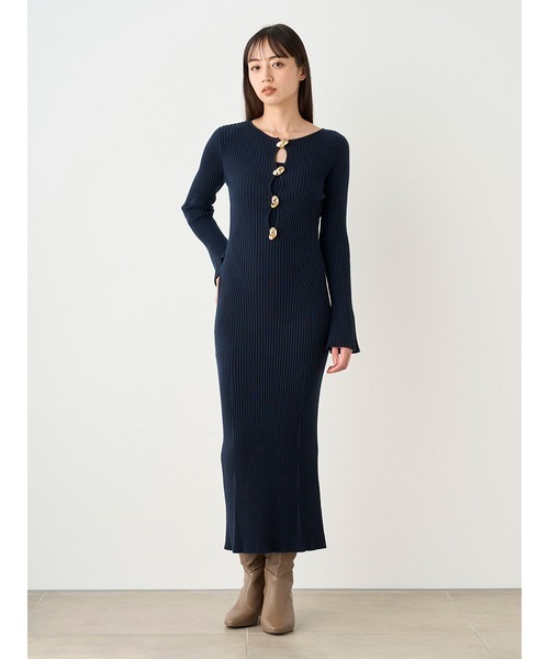 「SNIDEL」 ニットワンピース ONE SIZE ネイビー レディースの画像