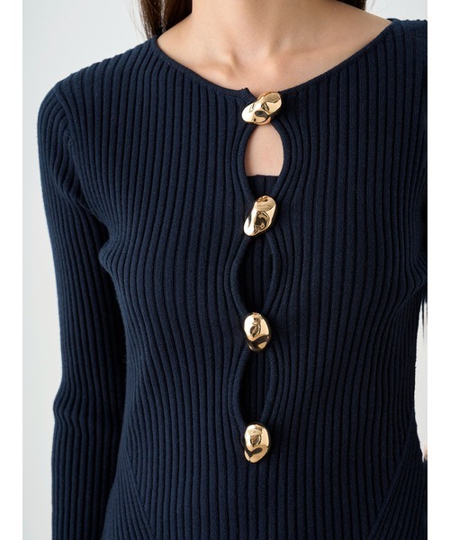 「SNIDEL」 ニットワンピース ONE SIZE ネイビー レディースの画像