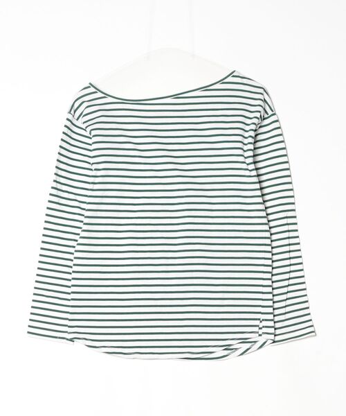 「SLOBE citron.」 ボーダー柄長袖カットソー - グリーン レディース_画像2