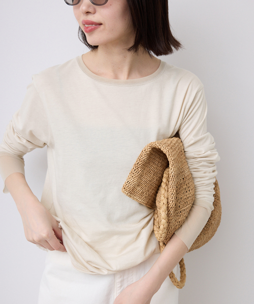 【オシャレ⭐SLOBE IENA】アイボリー　カットソー SLOBE IENA（スローブイエナ） tシャツ 「追加6」レイヤードスリーブ