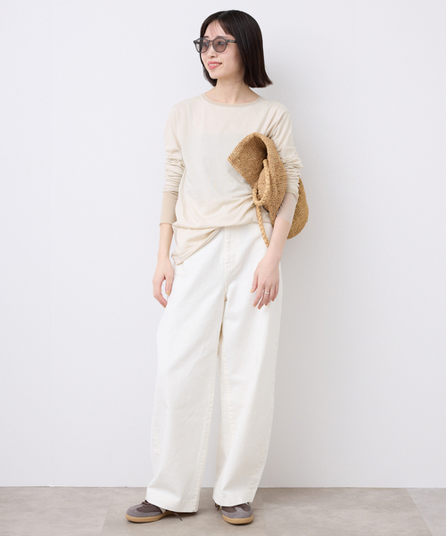 【オシャレ⭐SLOBE IENA】アイボリー　カットソー SLOBE IENA（スローブイエナ） tシャツ 「追加6」レイヤードスリーブ