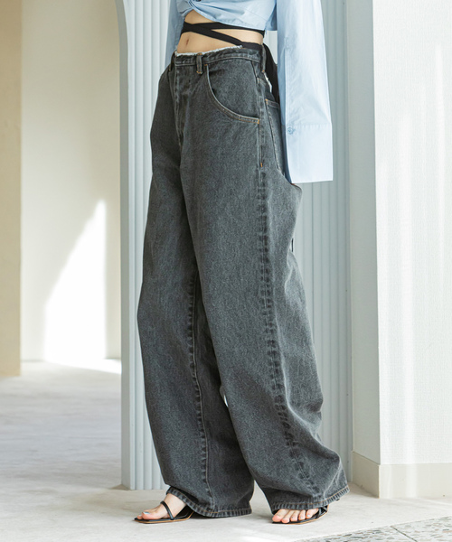 「U by SPICK&SPAN」 デニムパンツ 26 ブラック レディース_画像4