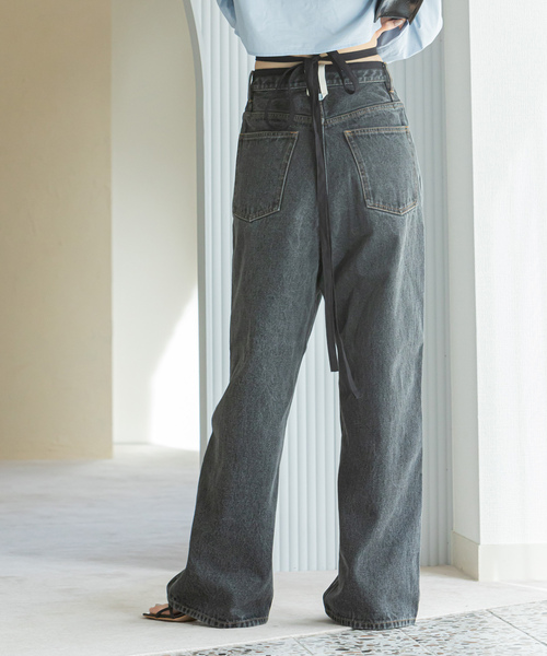「U by SPICK&SPAN」 デニムパンツ 26 ブラック レディース_画像6