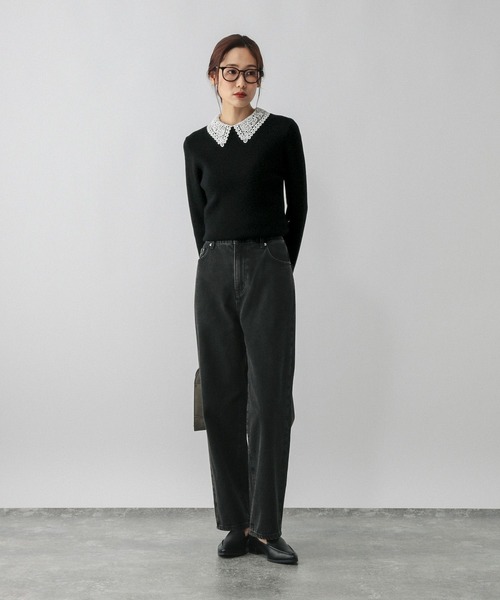 「GLOBAL WORK」 長袖ニット MEDIUM チャコールグレー レディース_画像3