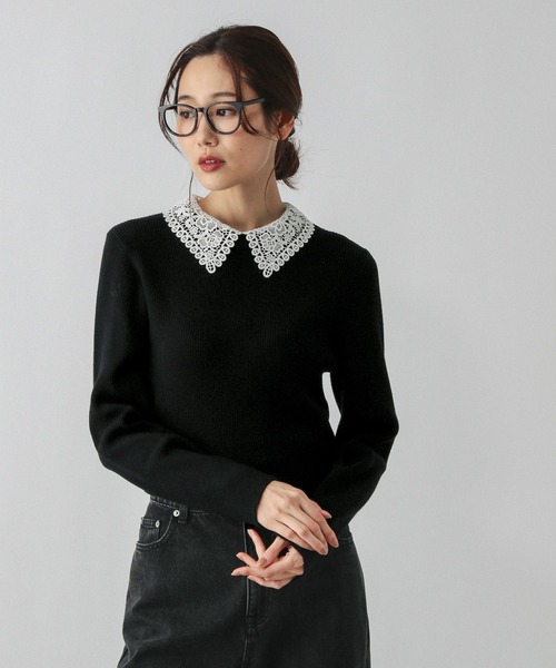 「GLOBAL WORK」 長袖ニット MEDIUM チャコールグレー レディース_画像4