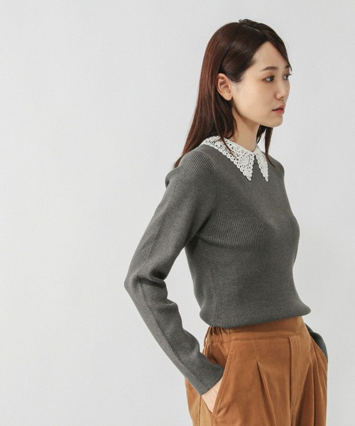 「GLOBAL WORK」 長袖ニット MEDIUM チャコールグレー レディース_画像9