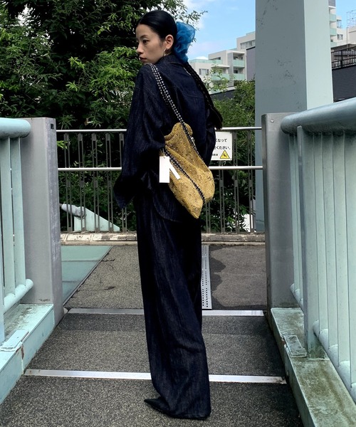 「LONSLAN」 デニムパンツ L ネイビー レディース_画像5