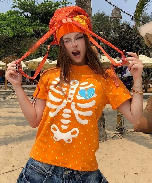 GEMEDA tシャツ 半袖 春夏新作/Y2Kグラフィックコンパクト半袖Tシャツ