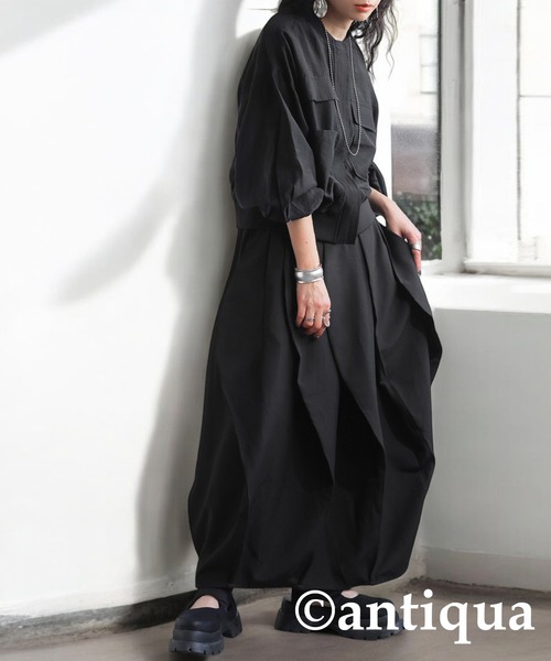 「antiqua」 ロングスカート ONESIZE ブラック レディース_画像3