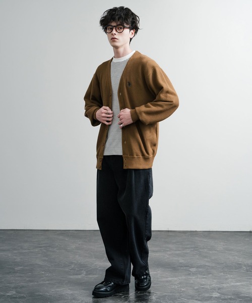 「U.S. POLO ASSN.」 ニットカーディガン L ベージュ メンズ_画像8