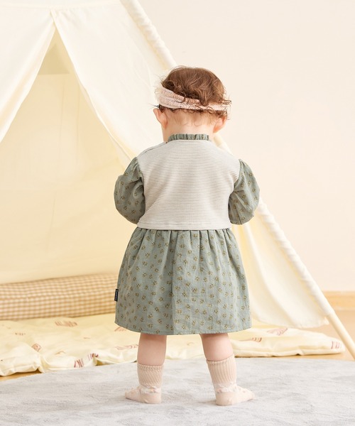 「combimini」 「KIDS」長袖ワンピース - ベージュ キッズ_画像3