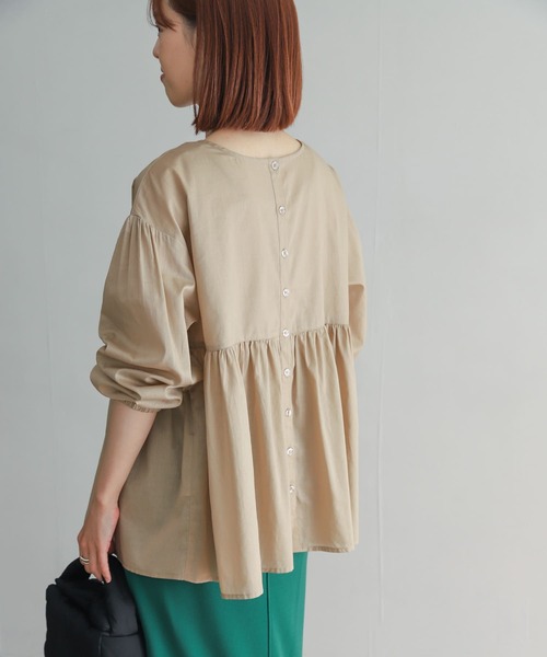 「URBAN RESEARCH DOORS」 半袖ブラウス MEDIUM ブラウン レディース_画像4