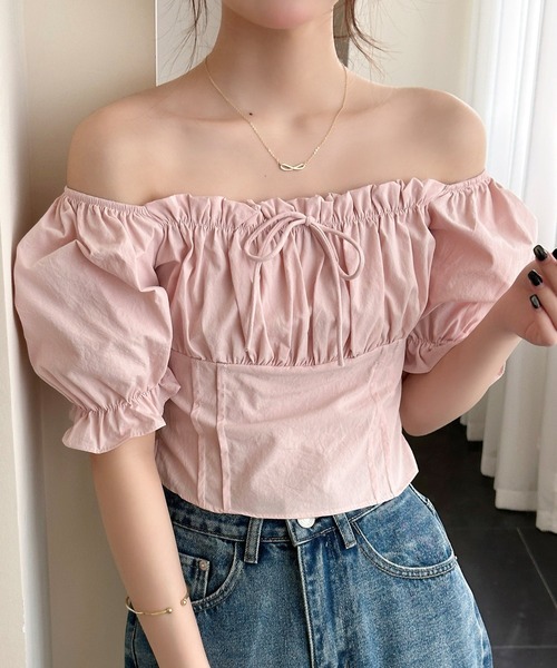DAY CLOSET ブラウス シャツ 夏 半袖 「2WAYオフショル×スクエアネック