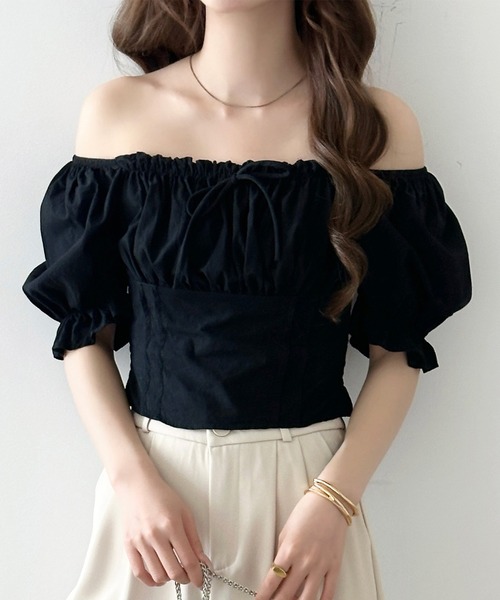 DAY CLOSET ブラウス シャツ 夏 半袖 「2WAYオフショル×スクエアネック