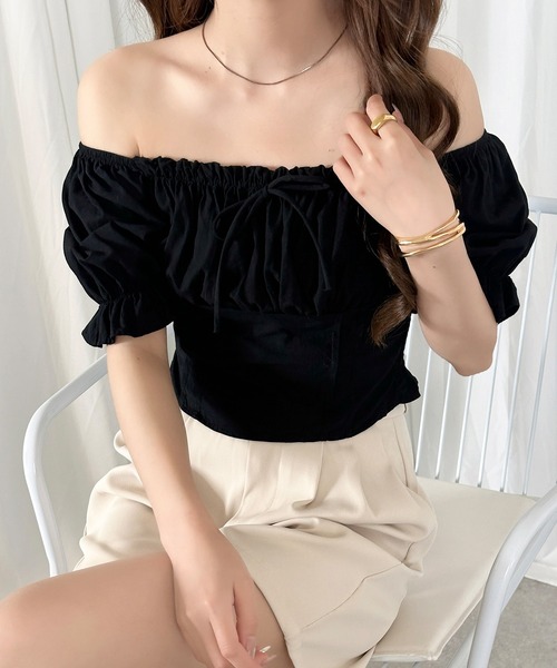 DAY CLOSET ブラウス シャツ 夏 半袖 「2WAYオフショル×スクエアネック