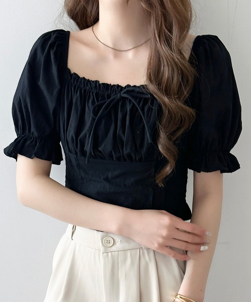 DAY CLOSET ブラウス シャツ 夏 半袖 「2WAYオフショル×スクエアネック
