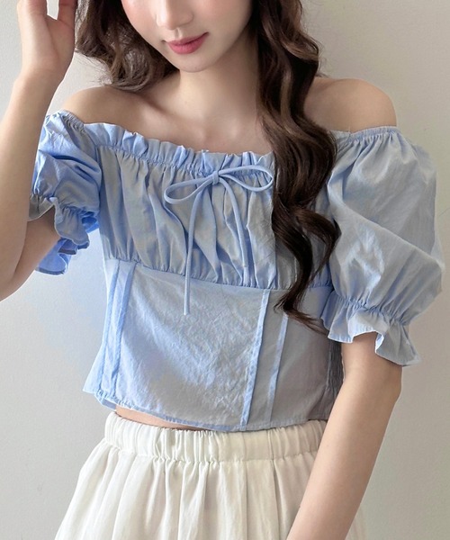 DAY CLOSET ブラウス シャツ 夏 半袖 「2WAYオフショル×スクエアネック