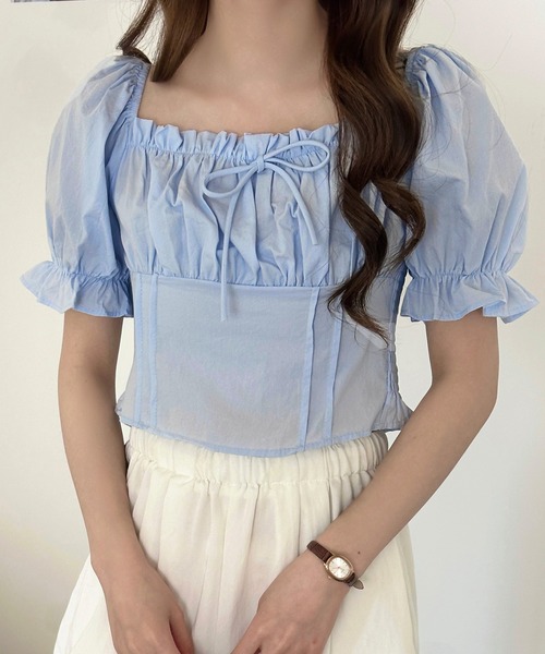 DAY CLOSET ブラウス シャツ 夏 半袖 「2WAYオフショル×スクエアネック