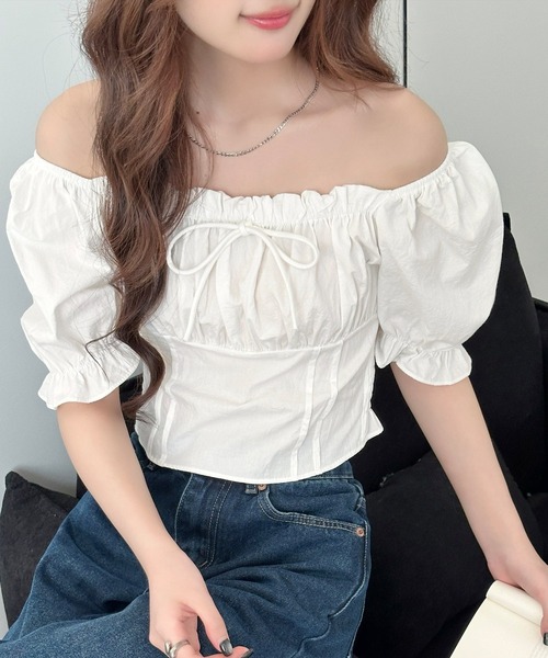 DAY CLOSET ブラウス シャツ 夏 半袖 「2WAYオフショル×スクエアネック