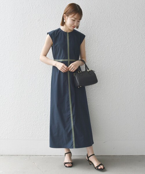 「SHIPS any」 ノースリーブワンピース ONE SIZE ネイビー レディース_画像6